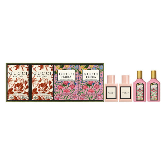 GUCCI 4 PCS MINI GIFT SET: 2 * BLOOM 0.16 EAU DE PARFUM + 2 * GORGEOUS GARDENIA 0.16 EAU DE PARFUM (INDIVIDUALLY BOXED)